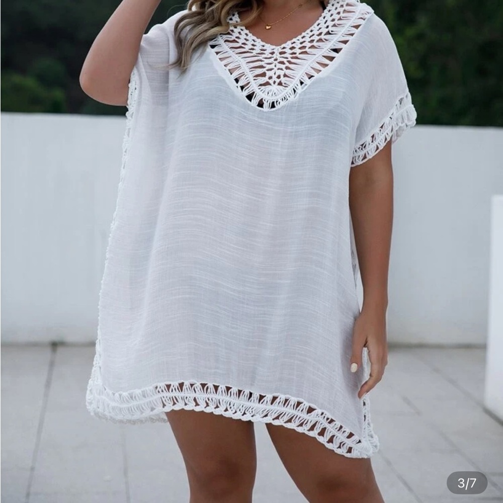 NWOT Swim Cover-Up white crochet look​